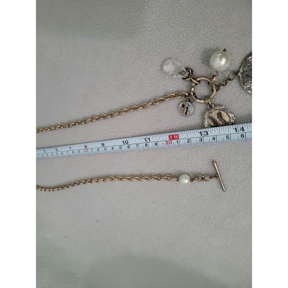 Long Toggle Baseball Charm Necklace Pearl Gold Silver Tone Mom Fun - Picture 5 of 6